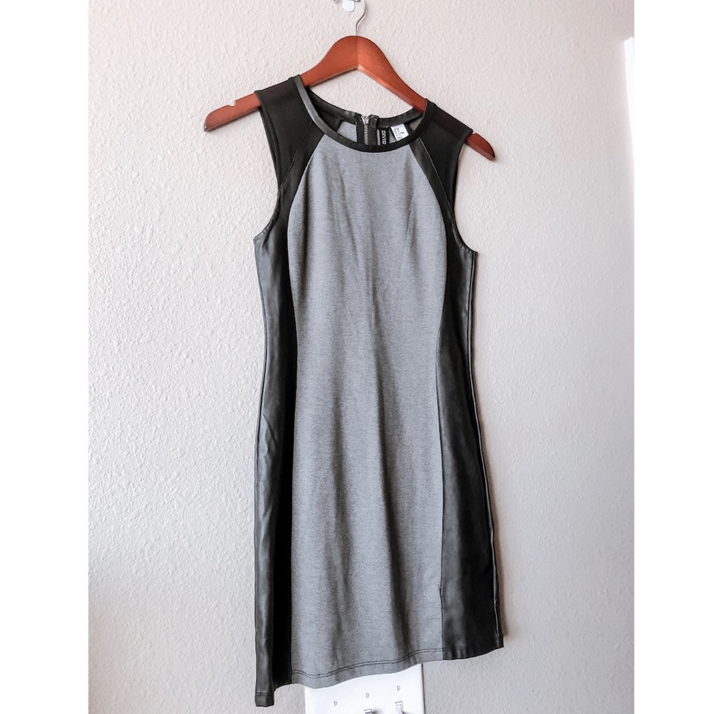 H & M | Grey/Black Faux Leather Mini Dress
